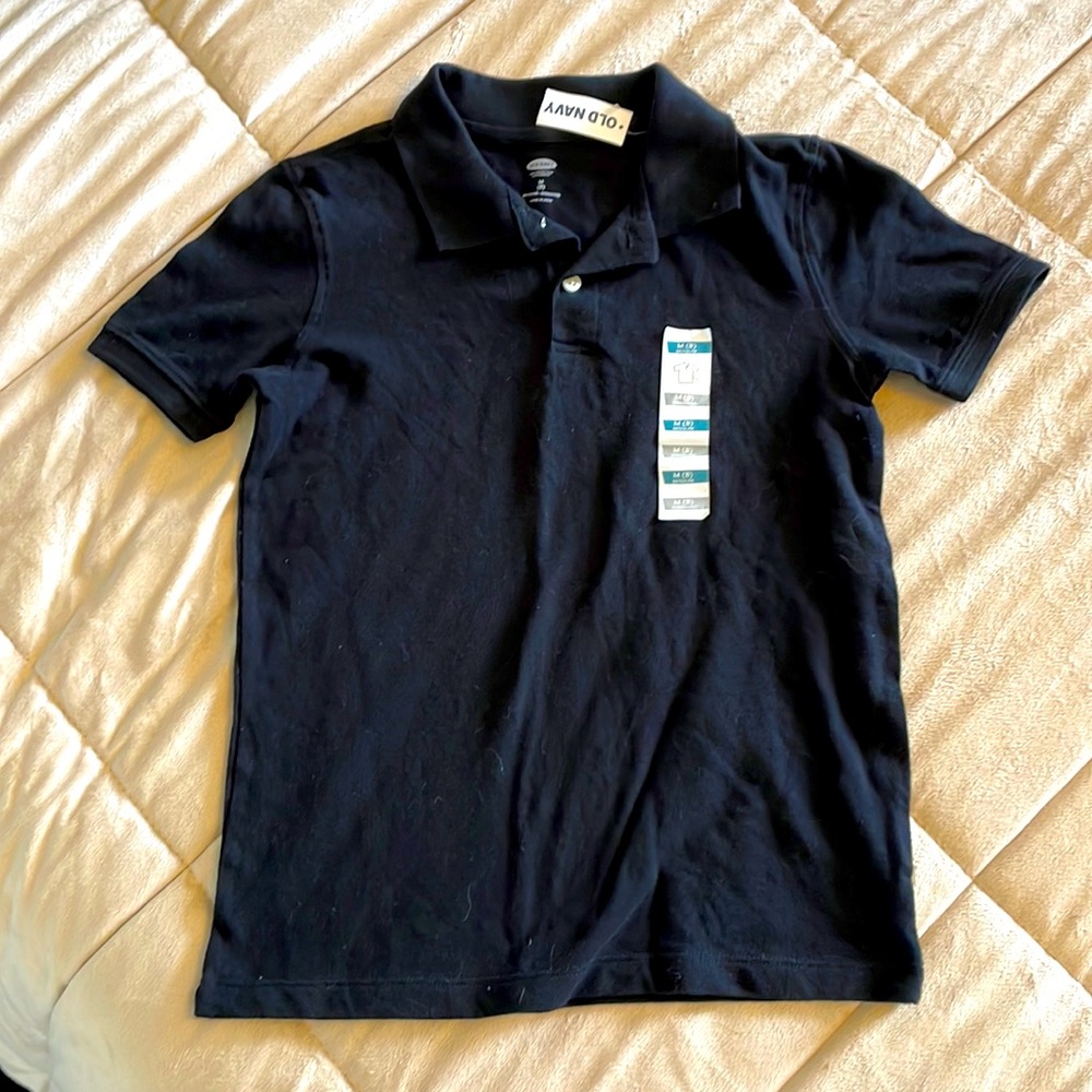 NWT Old Navy Boys Sz M (8) Black polo shirt